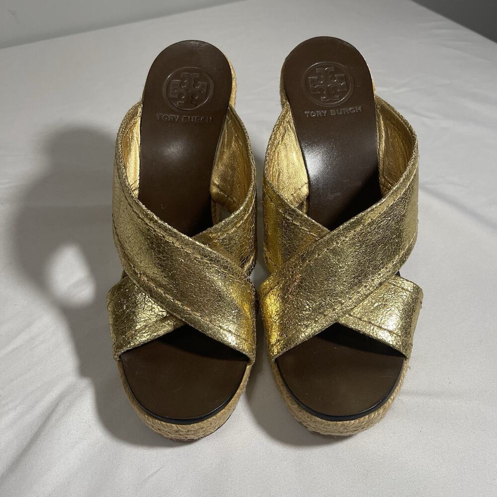 Tory Burch Gold Wedges Size 6M